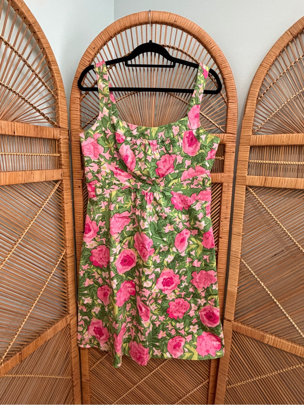 London Times Pink and Green Floral Midi Dress